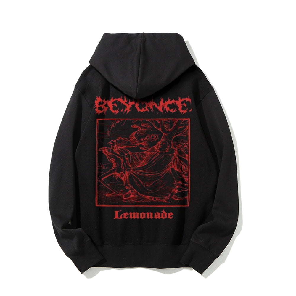 Mens Vintage Death Darkness Style Print Graphic Pullover With Kangaroo Pocket Hoodies