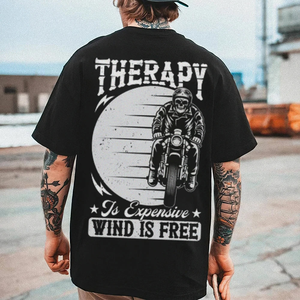 Mens WIND IS FREE Motorcycle Graphic Tee