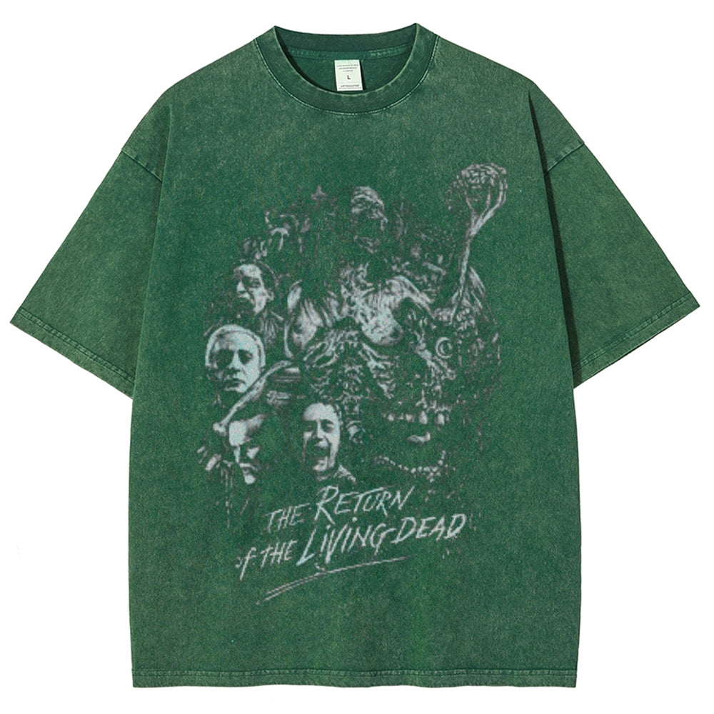 Unisex Vintage The Return of the Living Dead Horror Graphic Short Sleeve Washed T-shirt