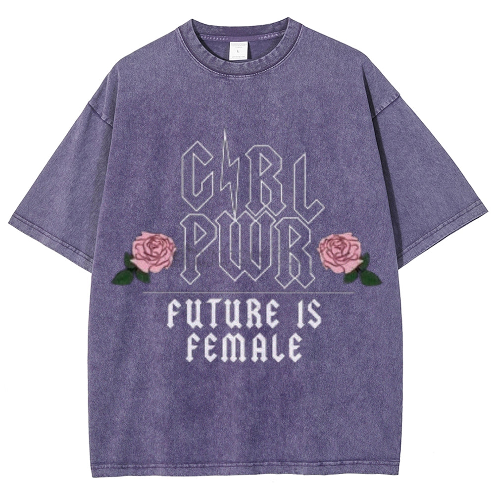 Women Washed Vintage Future Is Female Graphic Tee