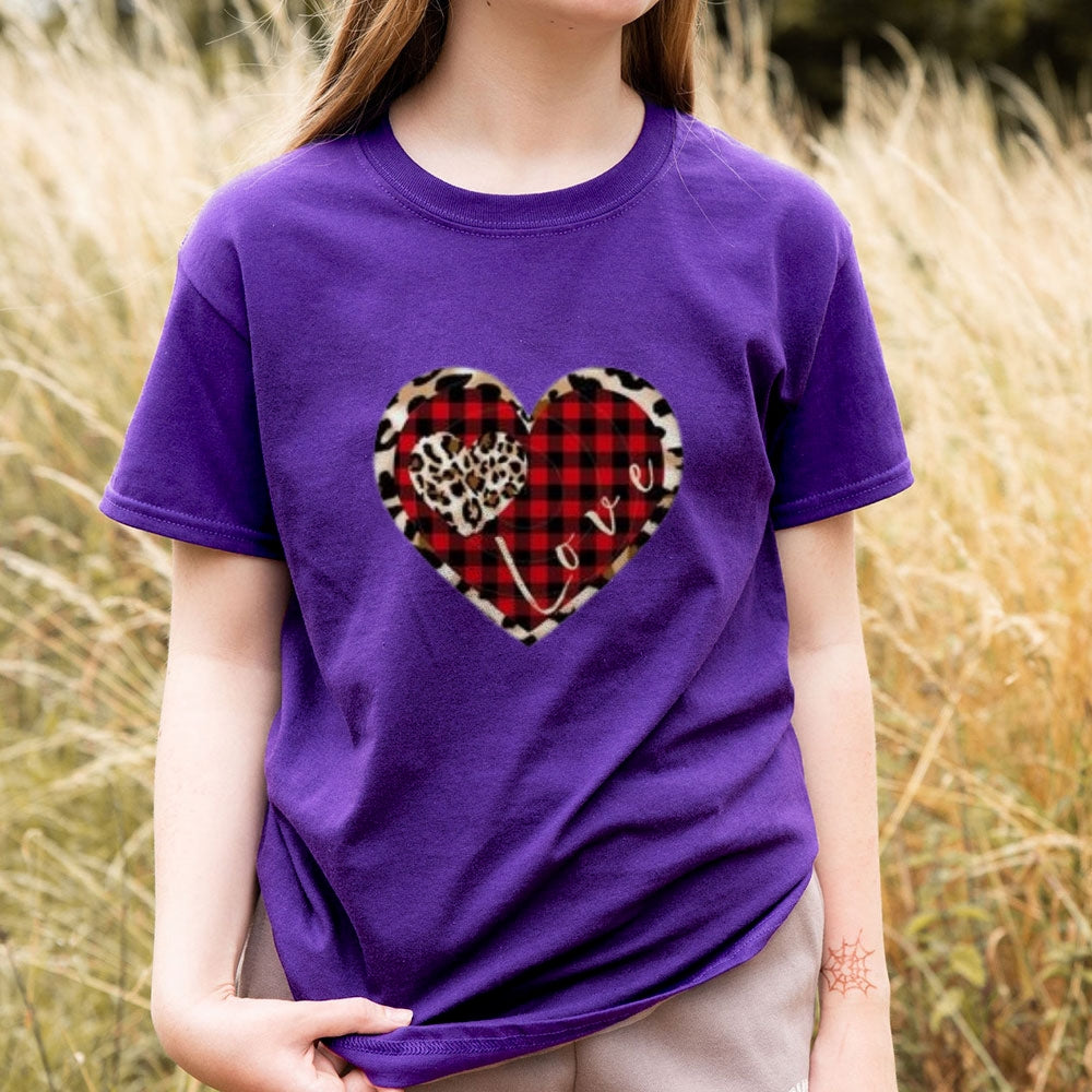 Women Love Leopard Heart Valentine's Day Print  Graphic T-shirt