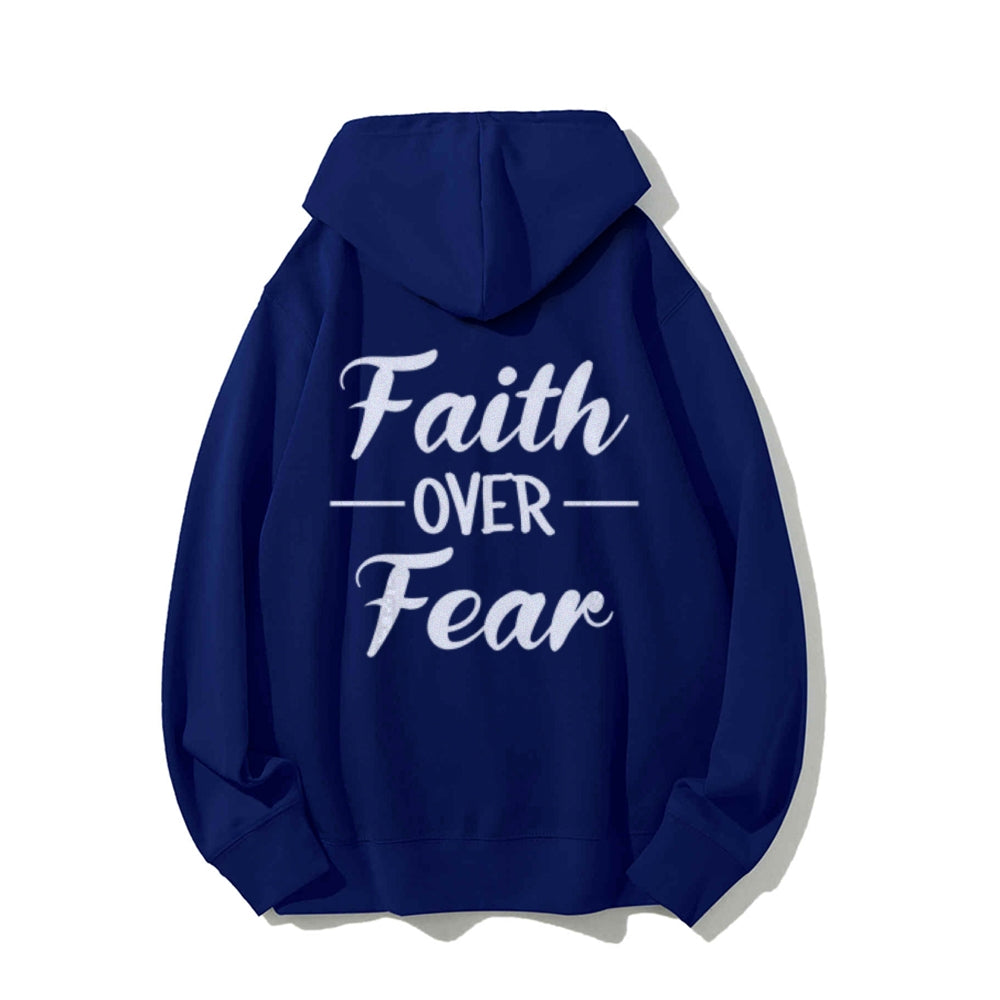 Mens Faith Over Fear Letter Graphic Pullover Hoodies