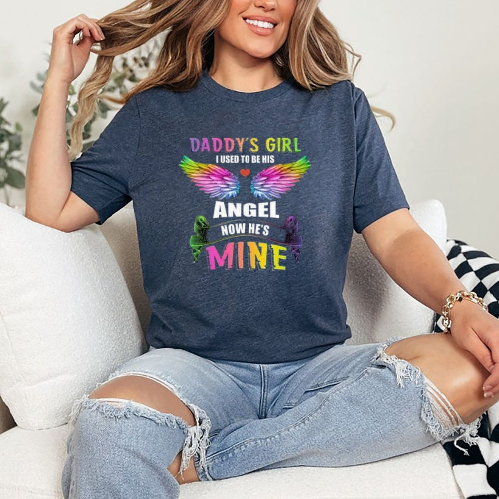 Women Daddy's Angel Girl Graphic Print T-shirt