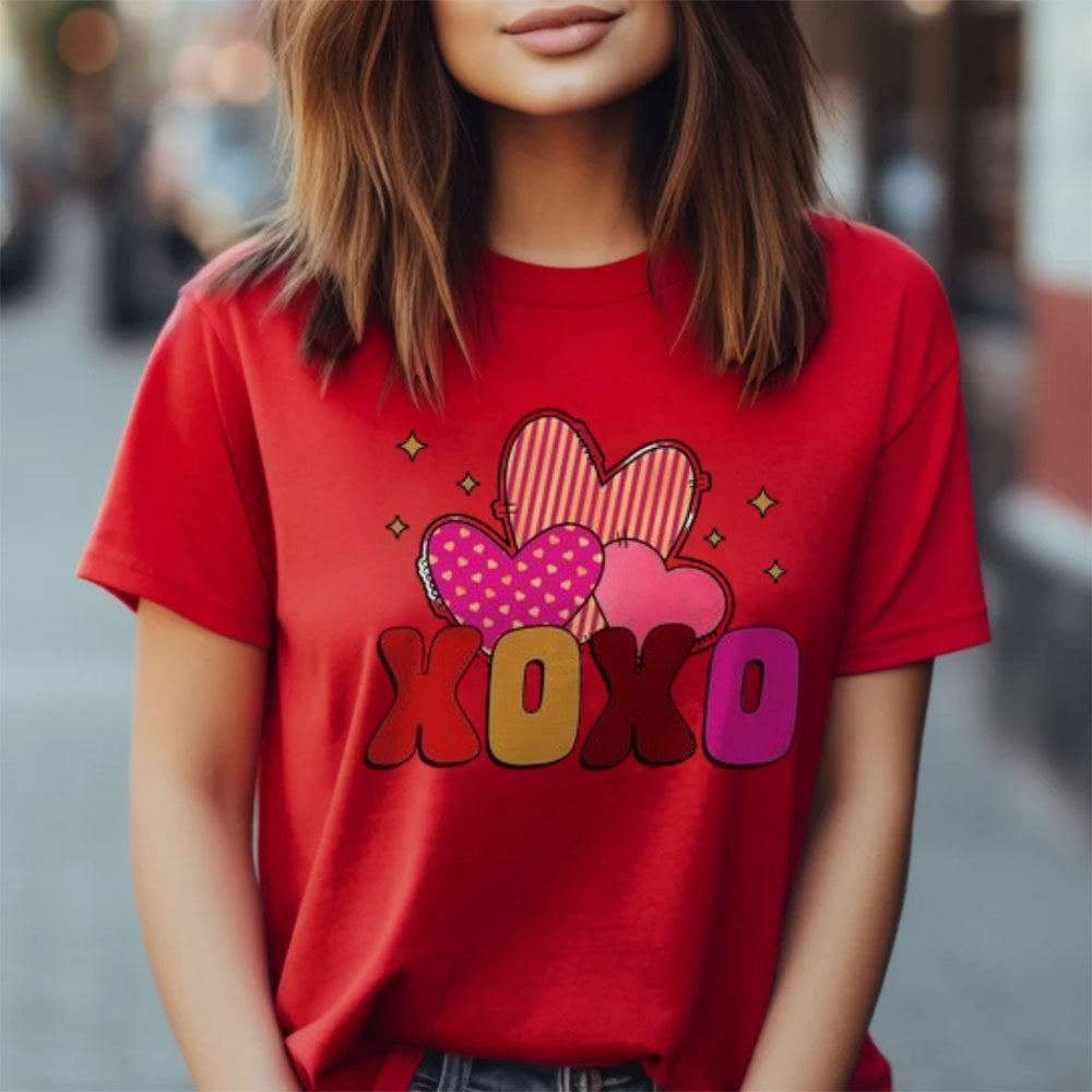 Women Love Heart Valentine's Day Print Graphic T-shirt