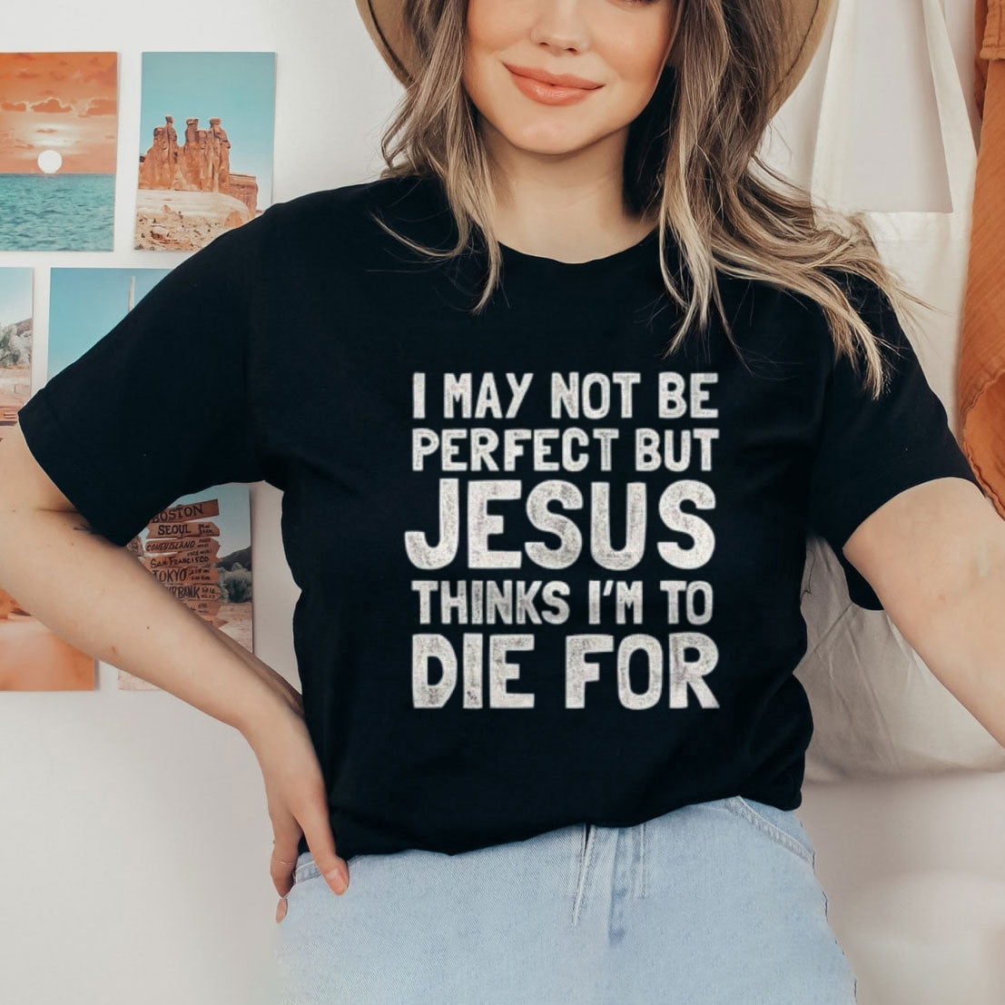 Women Jesus Letter Print Graphic T-shirt