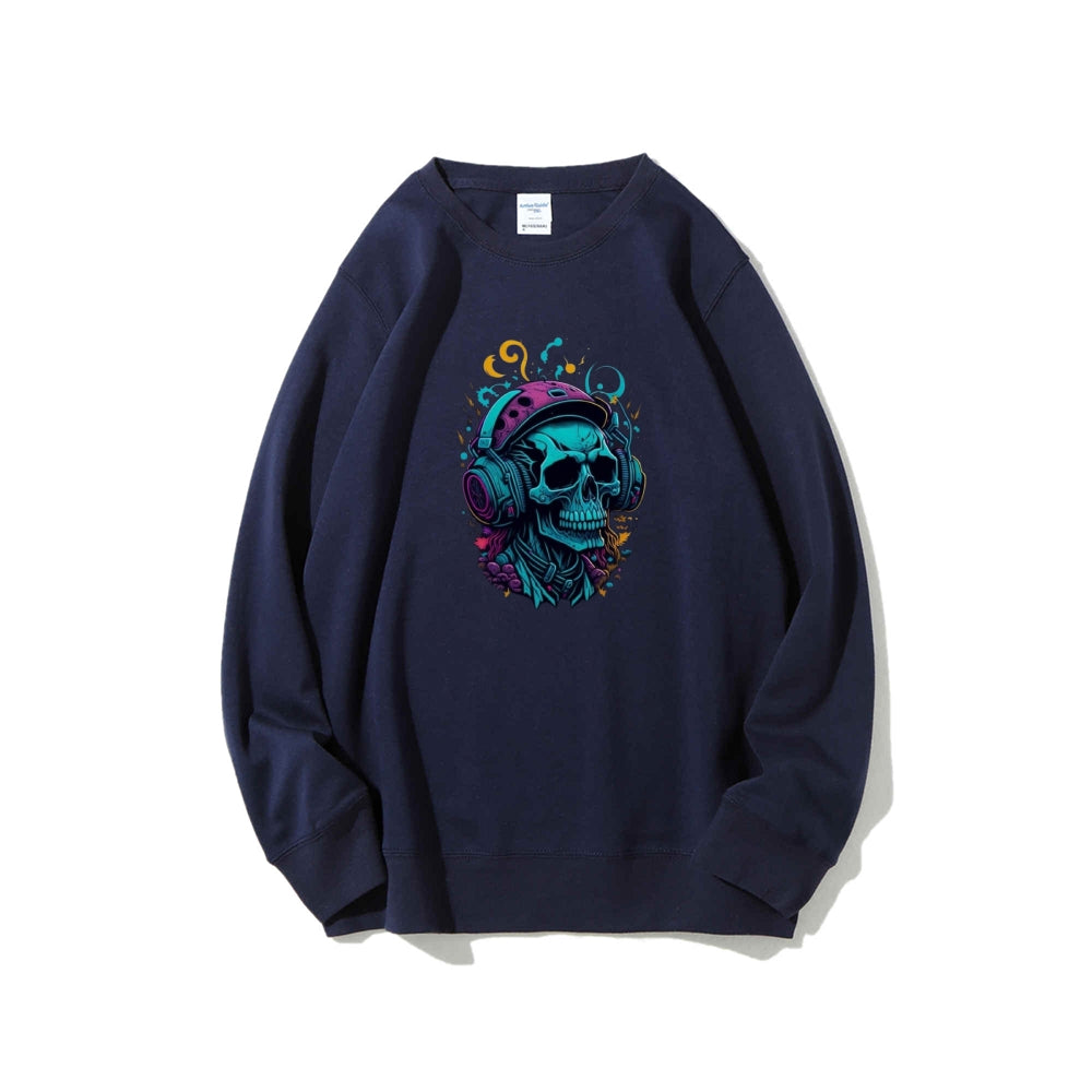 Mens Colorful Skull with Headphones Graphic Sweatshirts