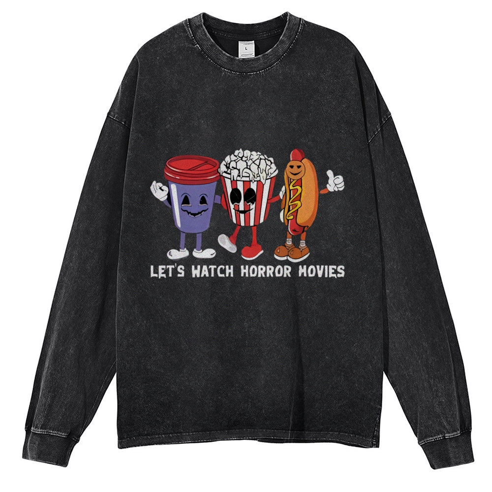 Oversized Vintage Horror Movies Washed Sweatshirt