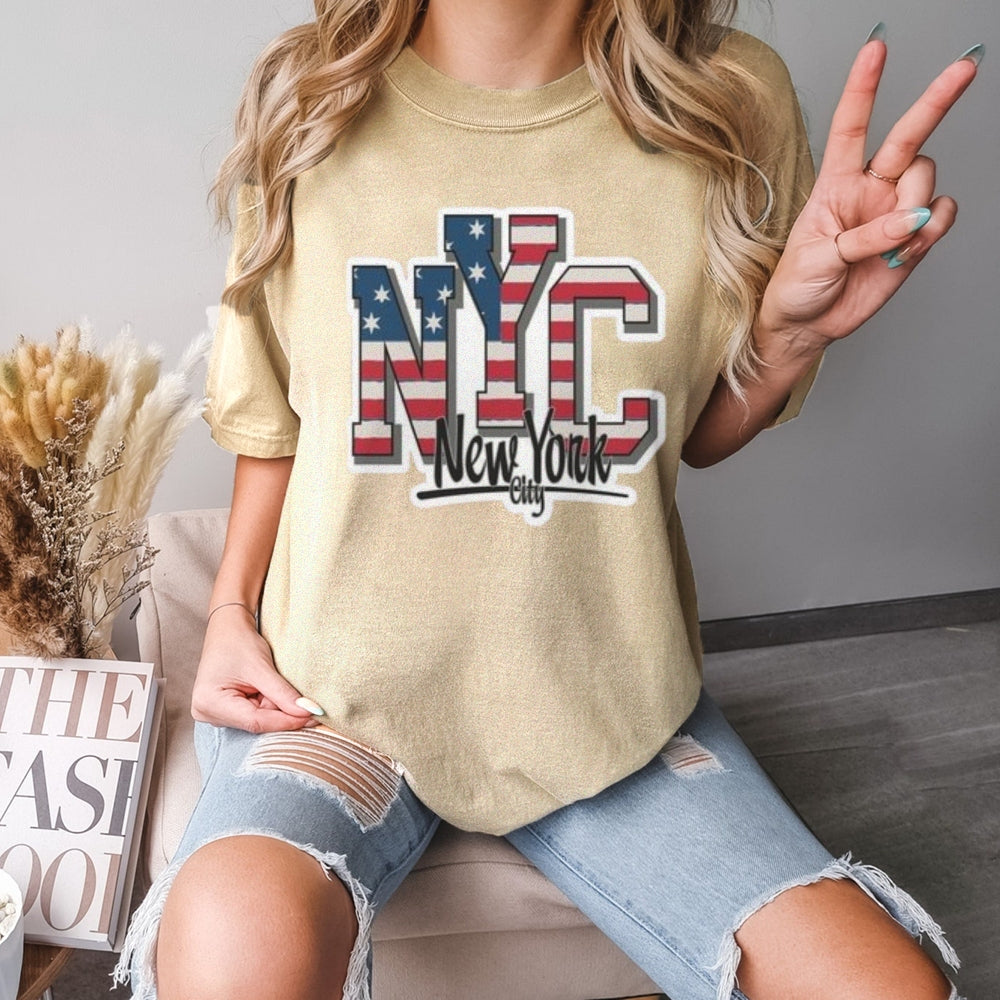 Women NEW YORK CITY Flag Print T-shirt