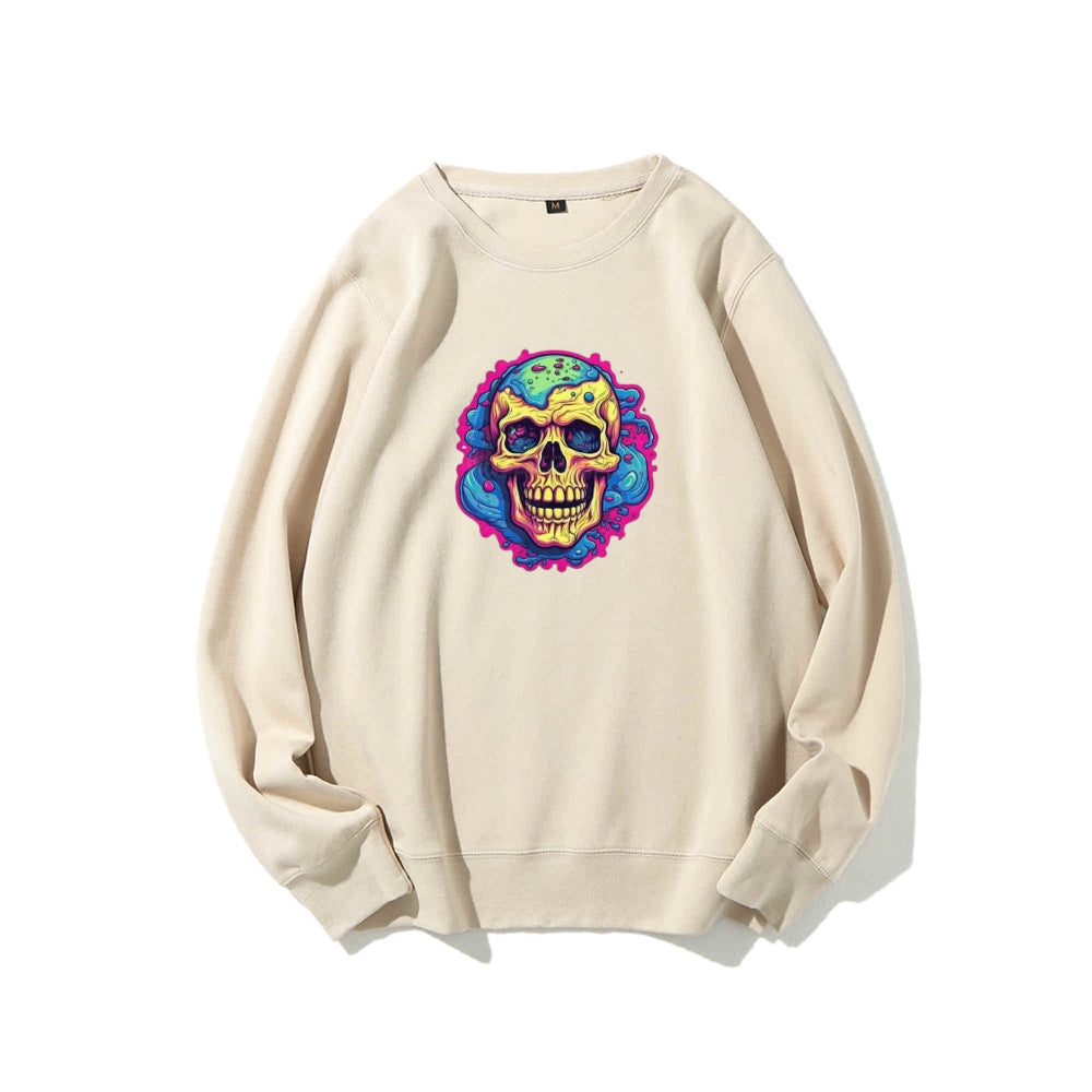 Mens Colorful Cartoon Skull Graphic Sweatshirts