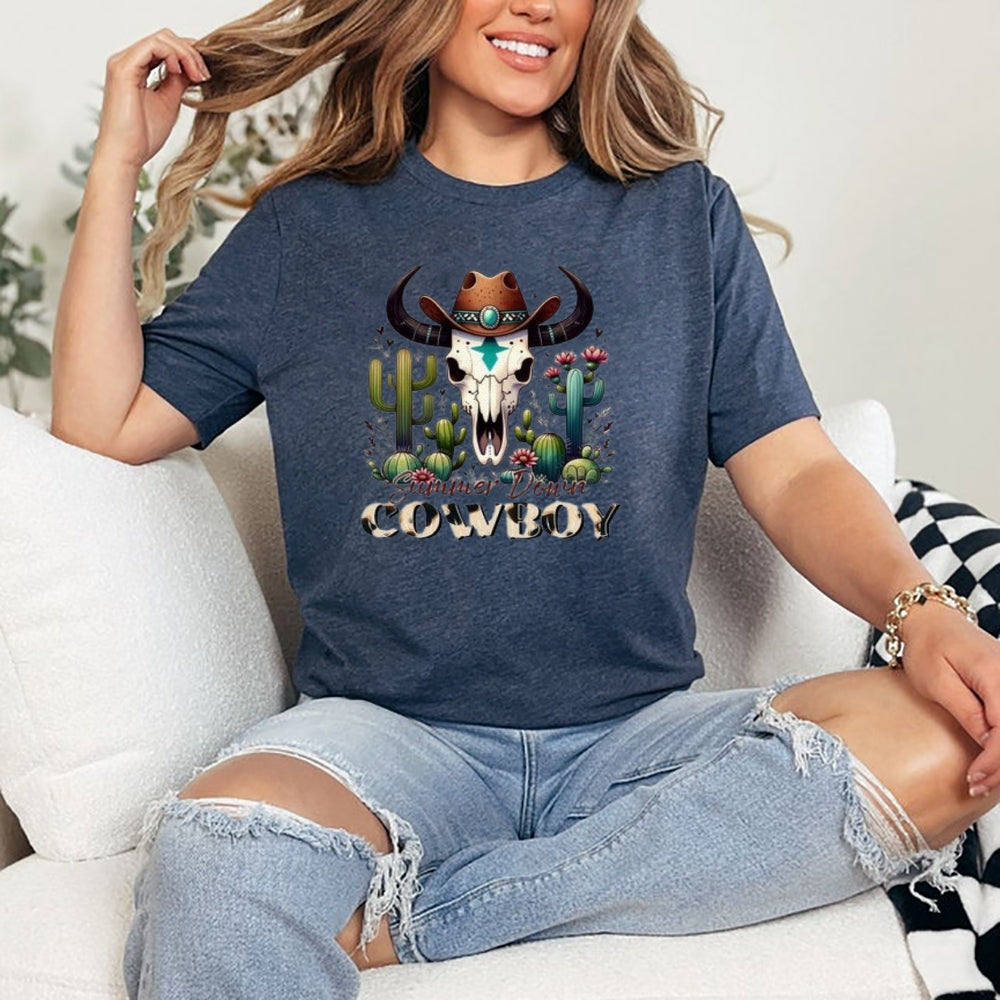 Women Western Cowboy Style Graphic T-shirt