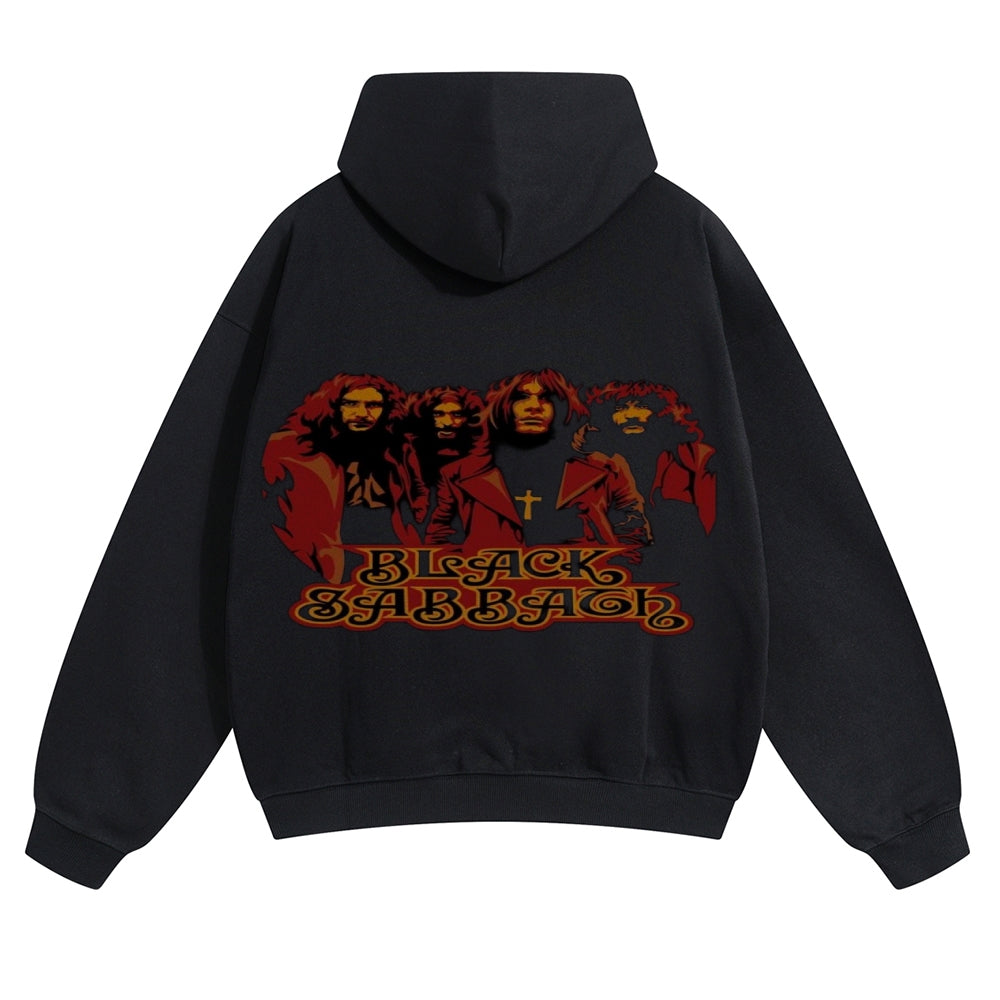 Mens Vintage Black Sabbath Rock Band Hoodies