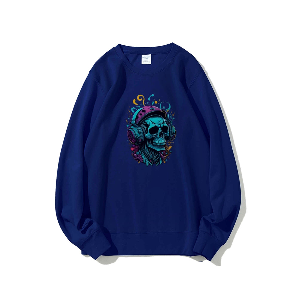 Mens Colorful Skull with Headphones Graphic Sweatshirts