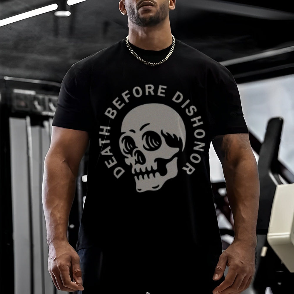 Mens Death Before Dishonor Skull Graphic Tee