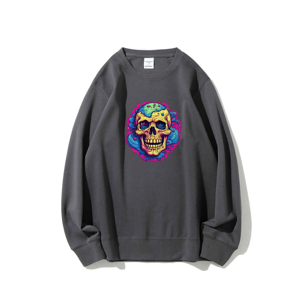 Mens Colorful Cartoon Skull Graphic Sweatshirts