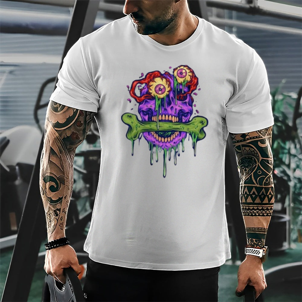 Mens Scary Eyeball Skull Graphic Tee