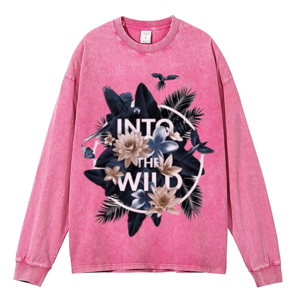 Oversized Vintage Washed Flower Graphic Sweatshirt