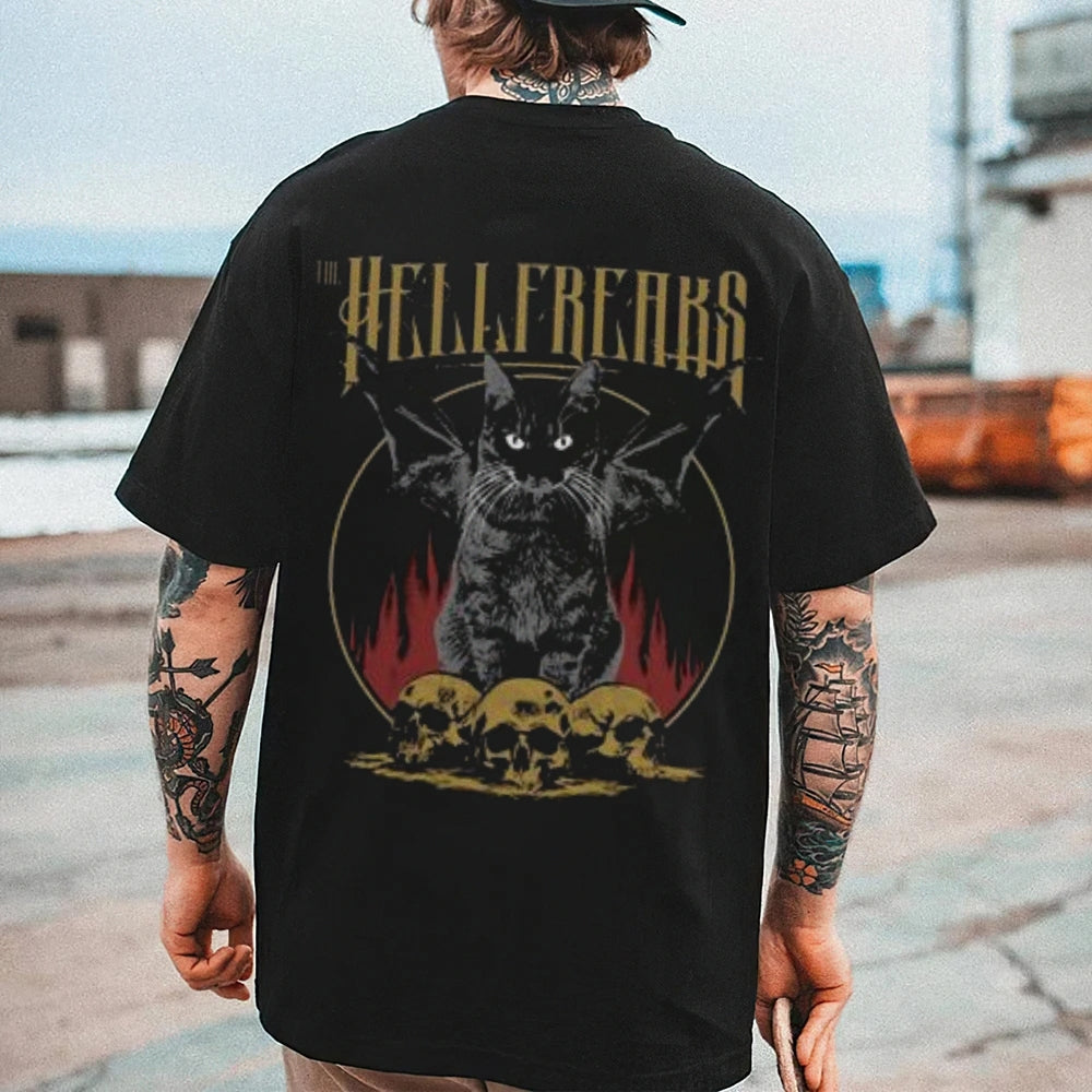 Mens Vintage The Hellfreaks Darkness Style Graphic Tee