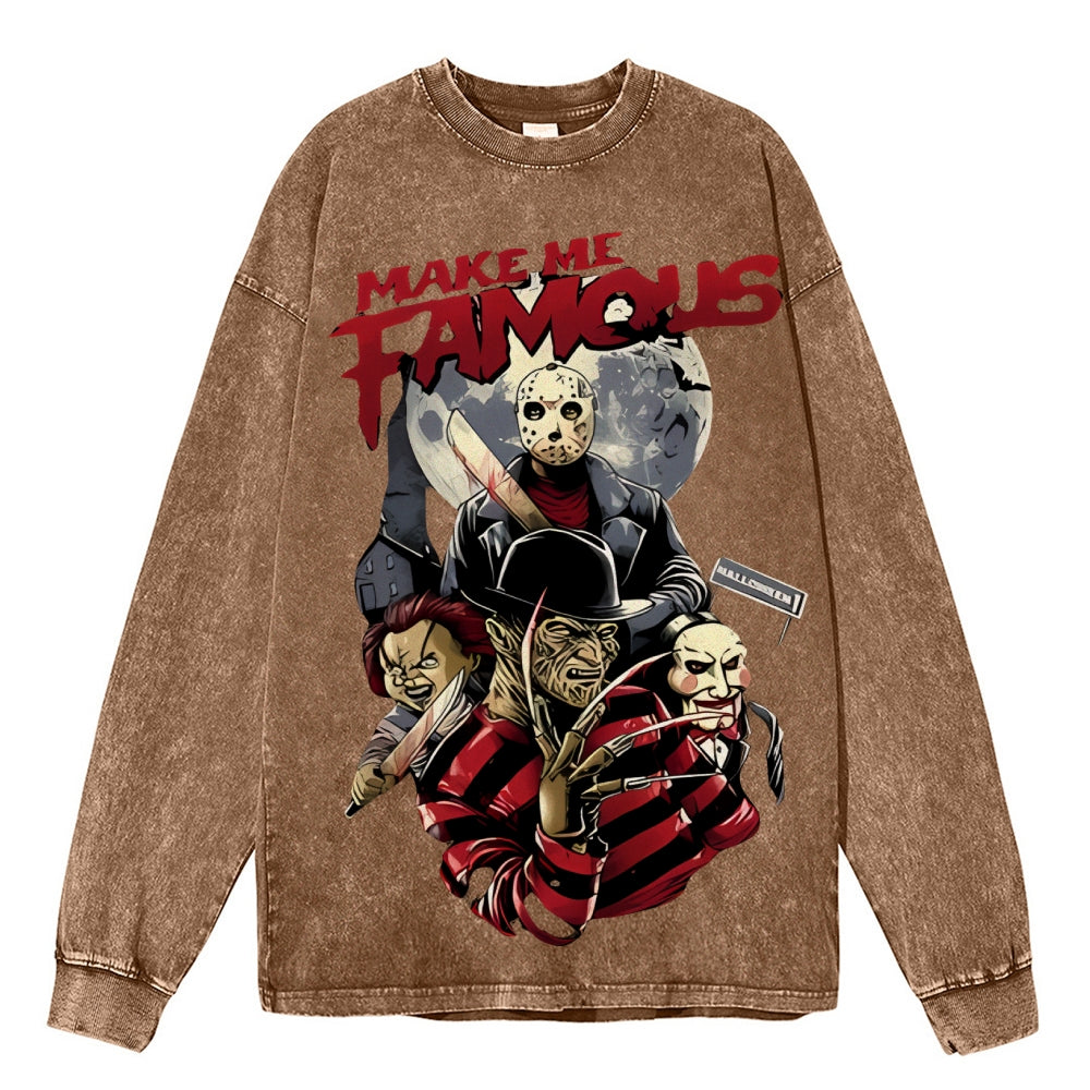 Oversized Vintage Horror Movies Washed Sweatshirt