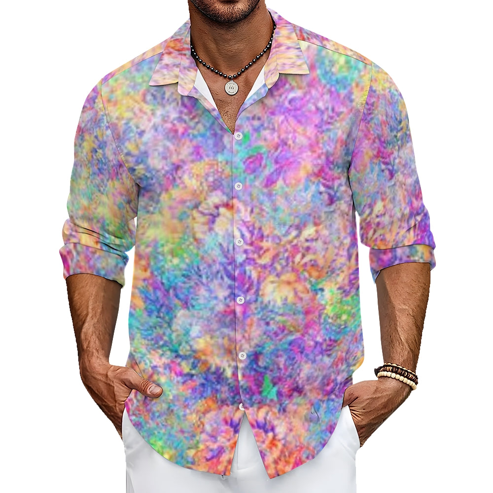 Mens Colorful Ombre Long Sleeve Shirt