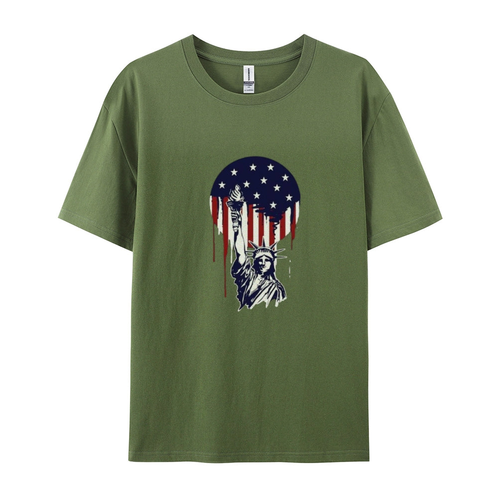 Mens Independence Day Freedom Flag Print Graphic Tee