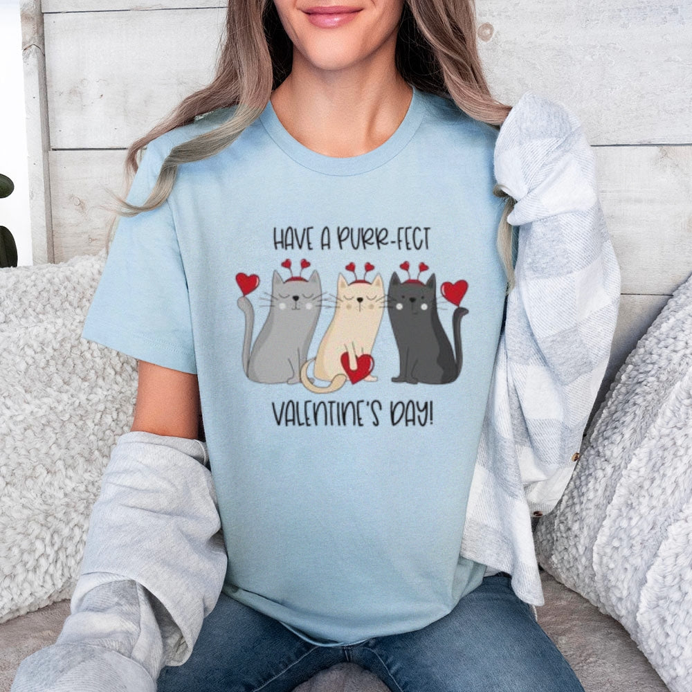 Women My Cat Is My Valentine's Day Print Graphic T-shirt