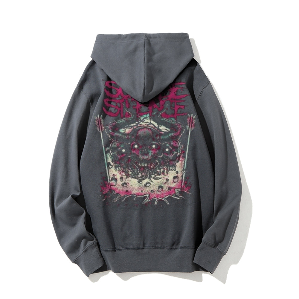 Mens Vintage Suicide Silence Darkness Style Print Graphic Pullover With Kangaroo Pocket Hoodies