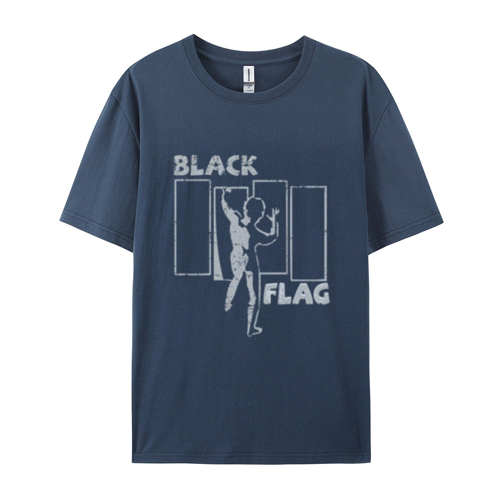 Mens Vintage The Black Flag Rock Band Print Cotton Short Sleeve Casual Graphic T-shirt