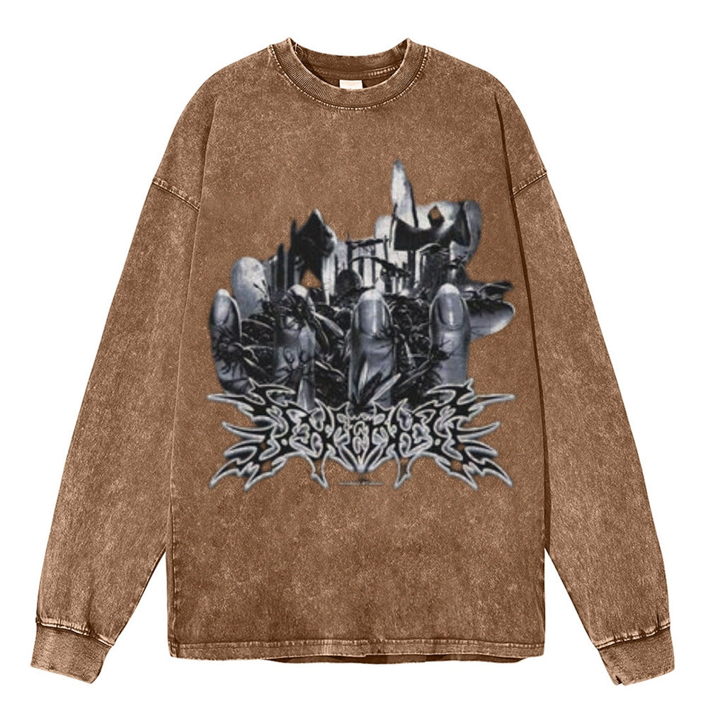 Oversized Vintage Washed Gothic Graphic Sweatshirt