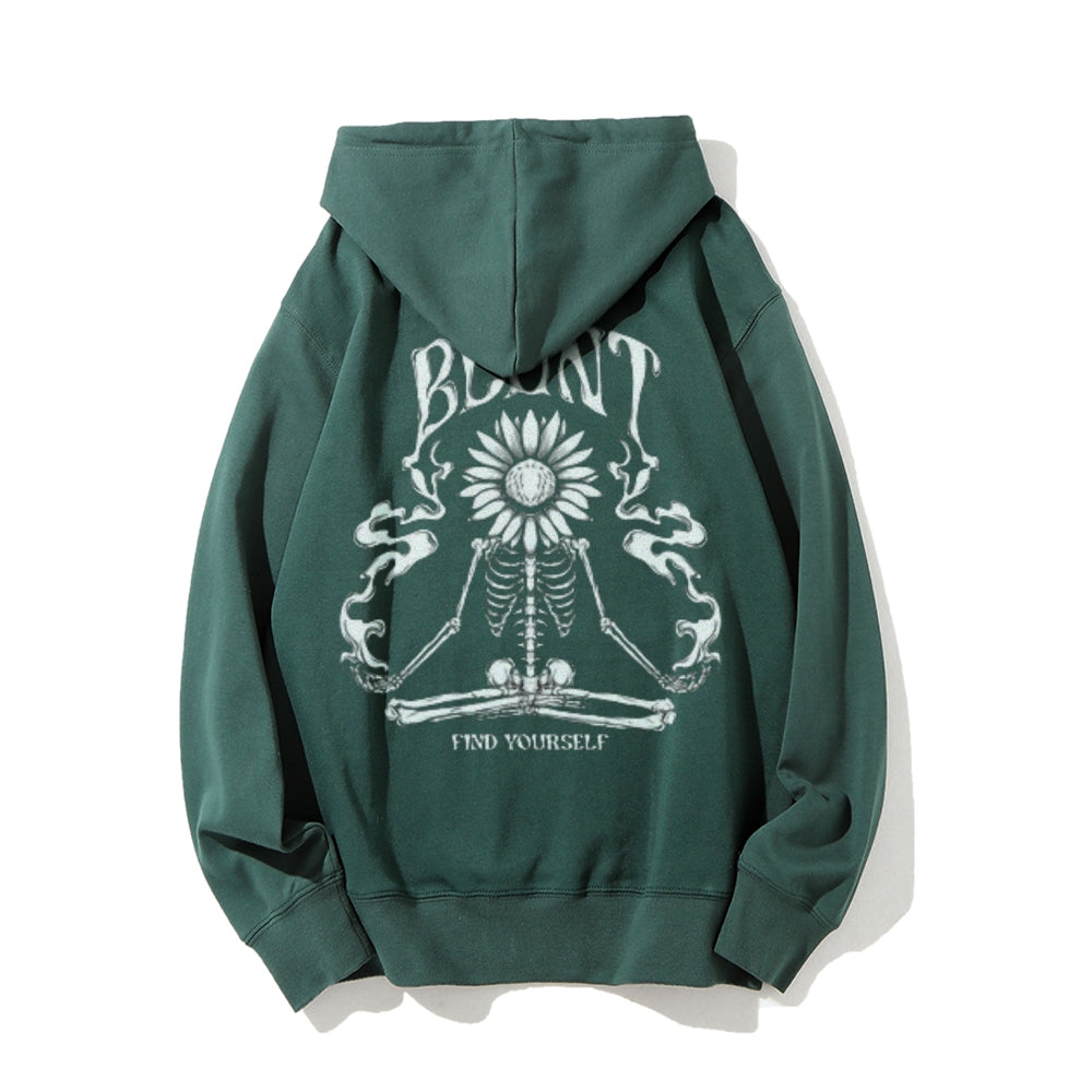Mens FIND YOURSELF Skull Graphic Hoodies