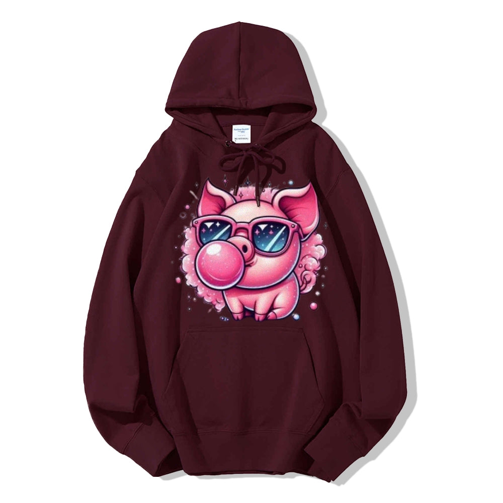 Women Cute Pink Pig Graphic Hoodies