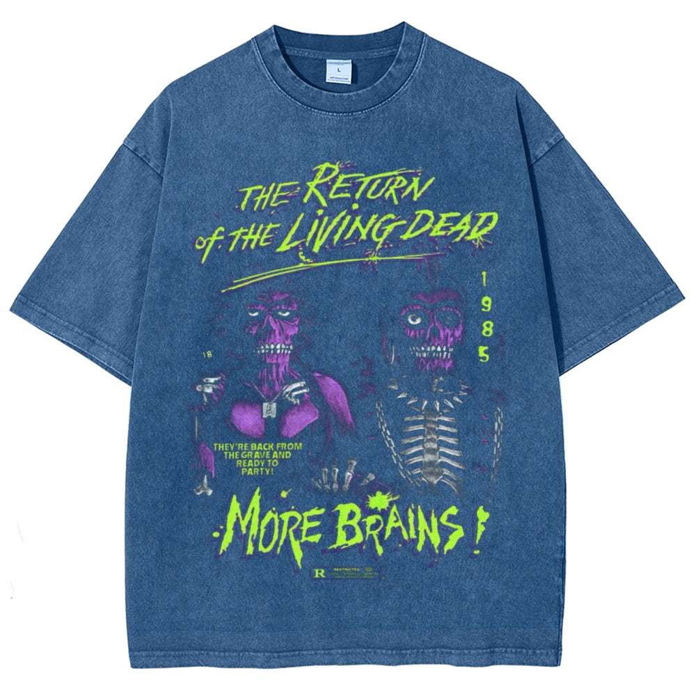 Unisex Vintage The Return of the Living Dead Graphic Short Sleeve Washed T-shirt