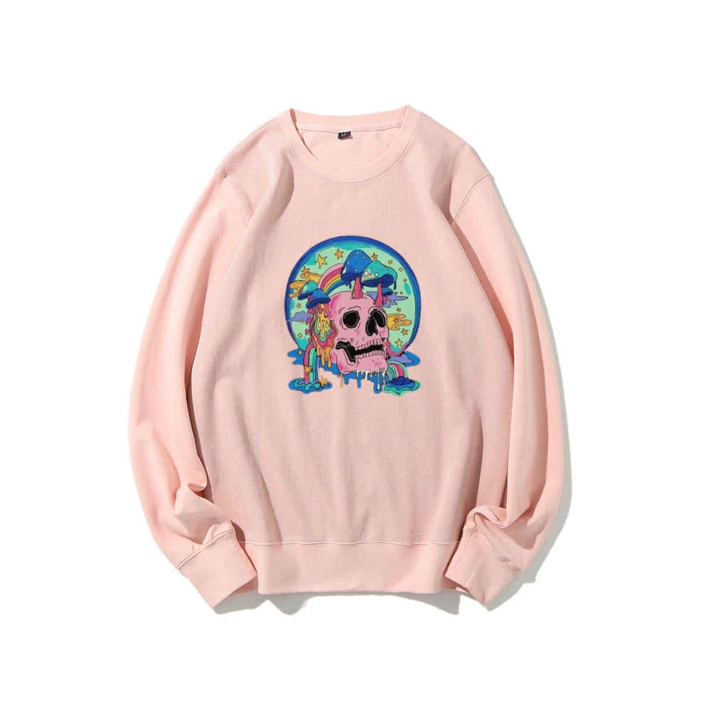 Mens Skull with Magic Mushroom Graphic Sweatshirts