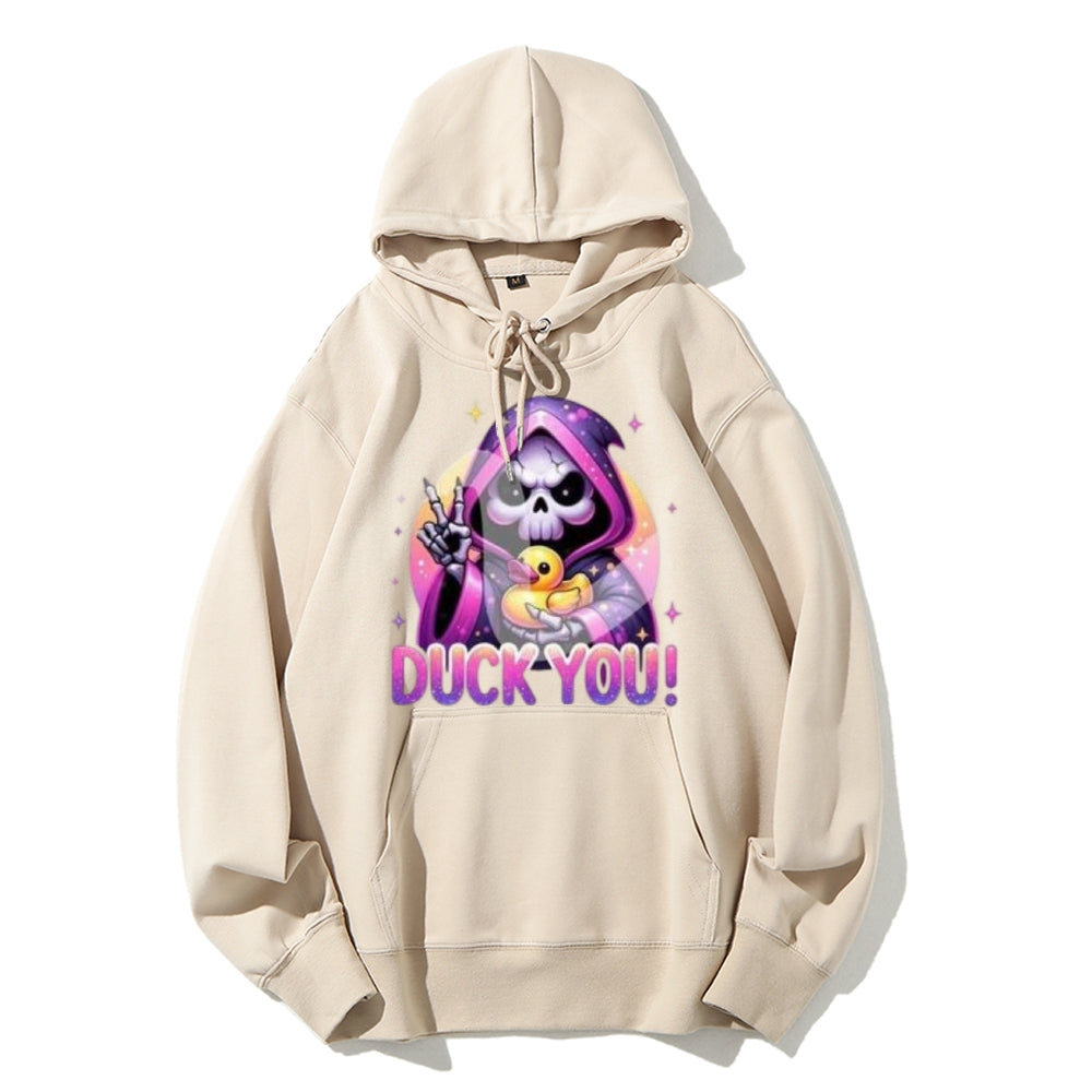 Women Cute Duck with Skull Graphic Hoodies