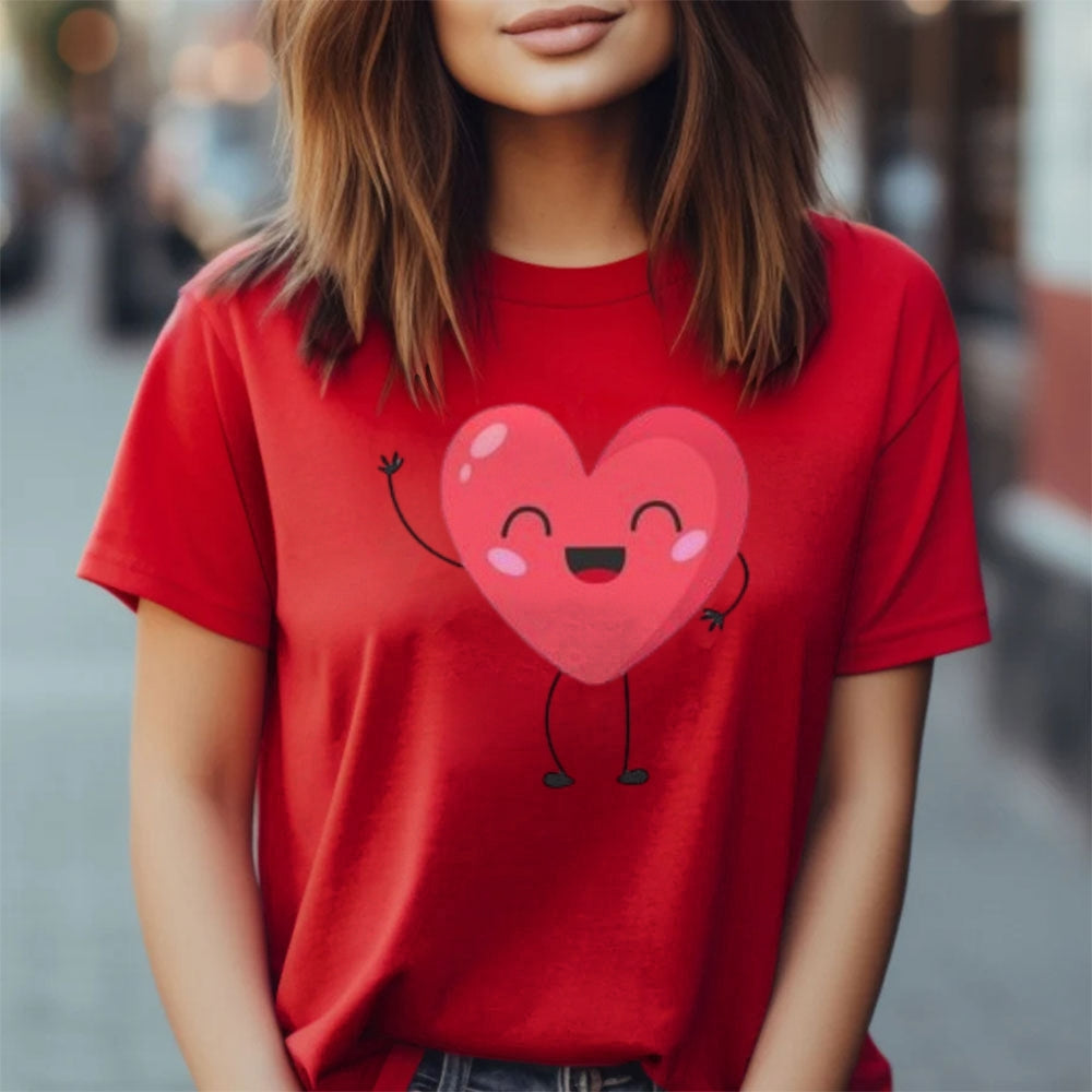 Women Love Pink Heart Valentine's Day Print  Graphic T-shirt