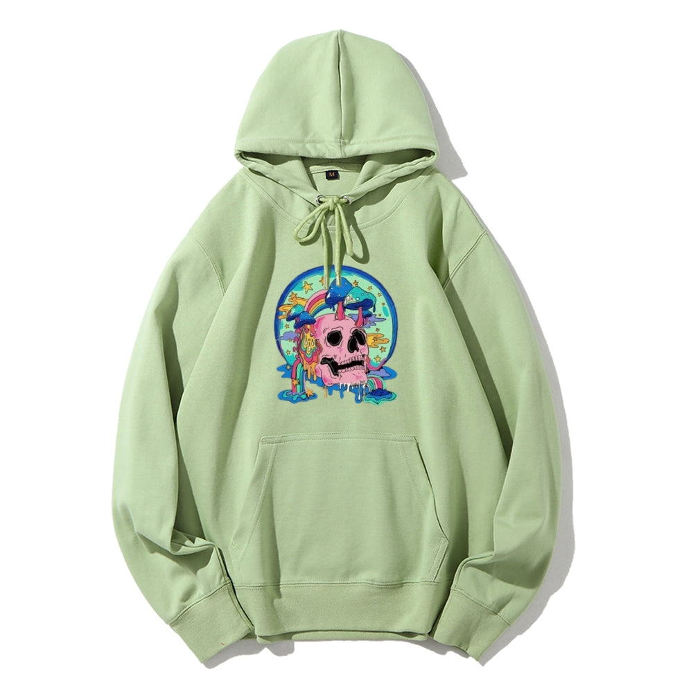 Mens Skull with Magic Mushroom Graphic Hoodies