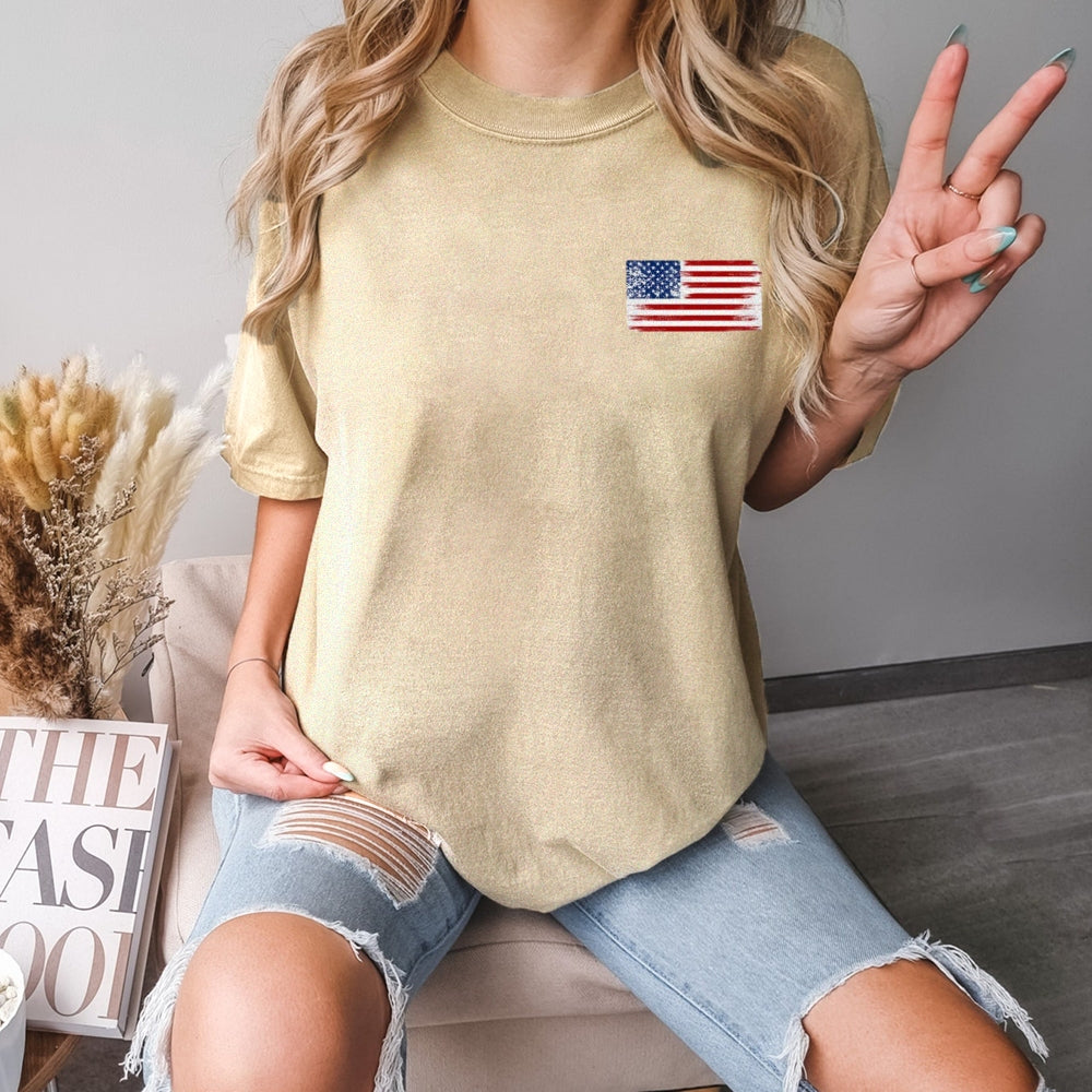 Women American Flag Print T-shirt