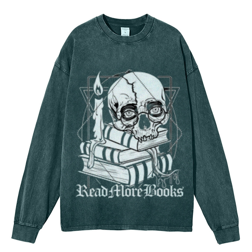 Oversized Vintage Washed Read More Books Graphic Sweatshirt