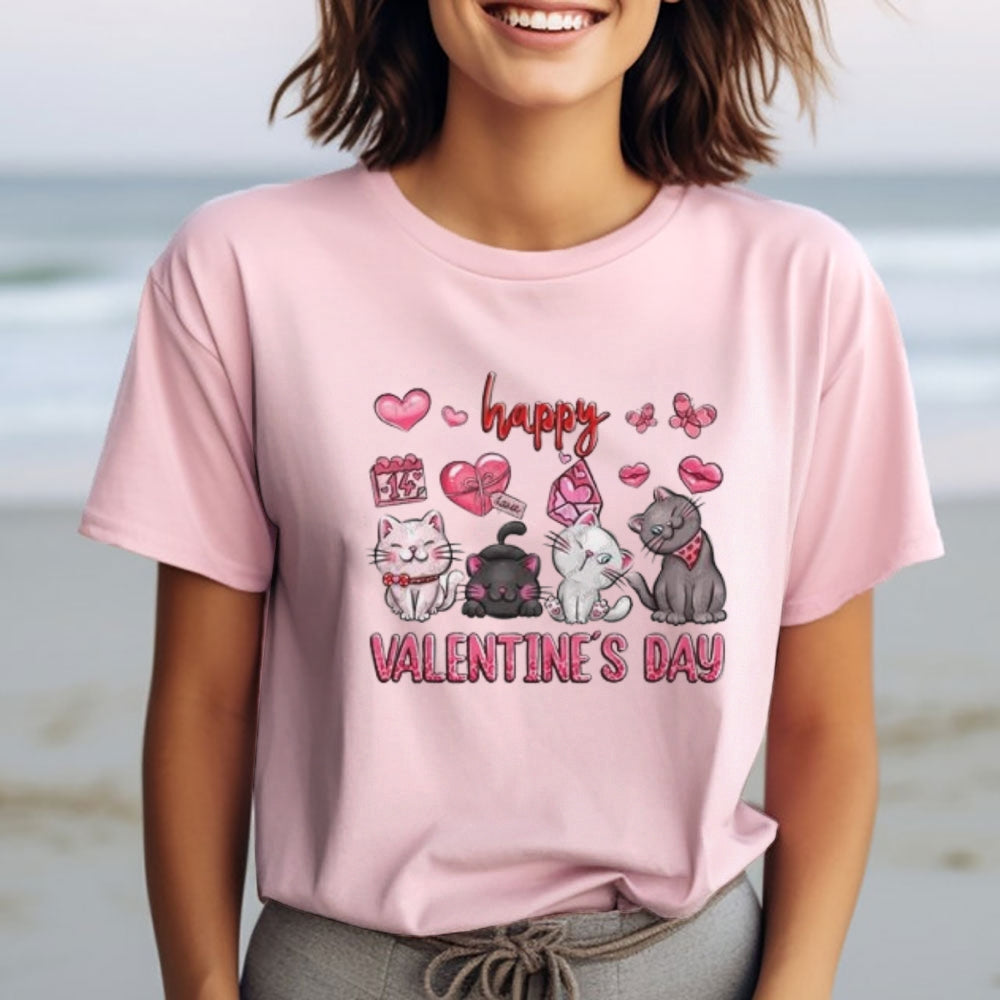 Women Happy Valentine's Day Print Graphic T-shirt