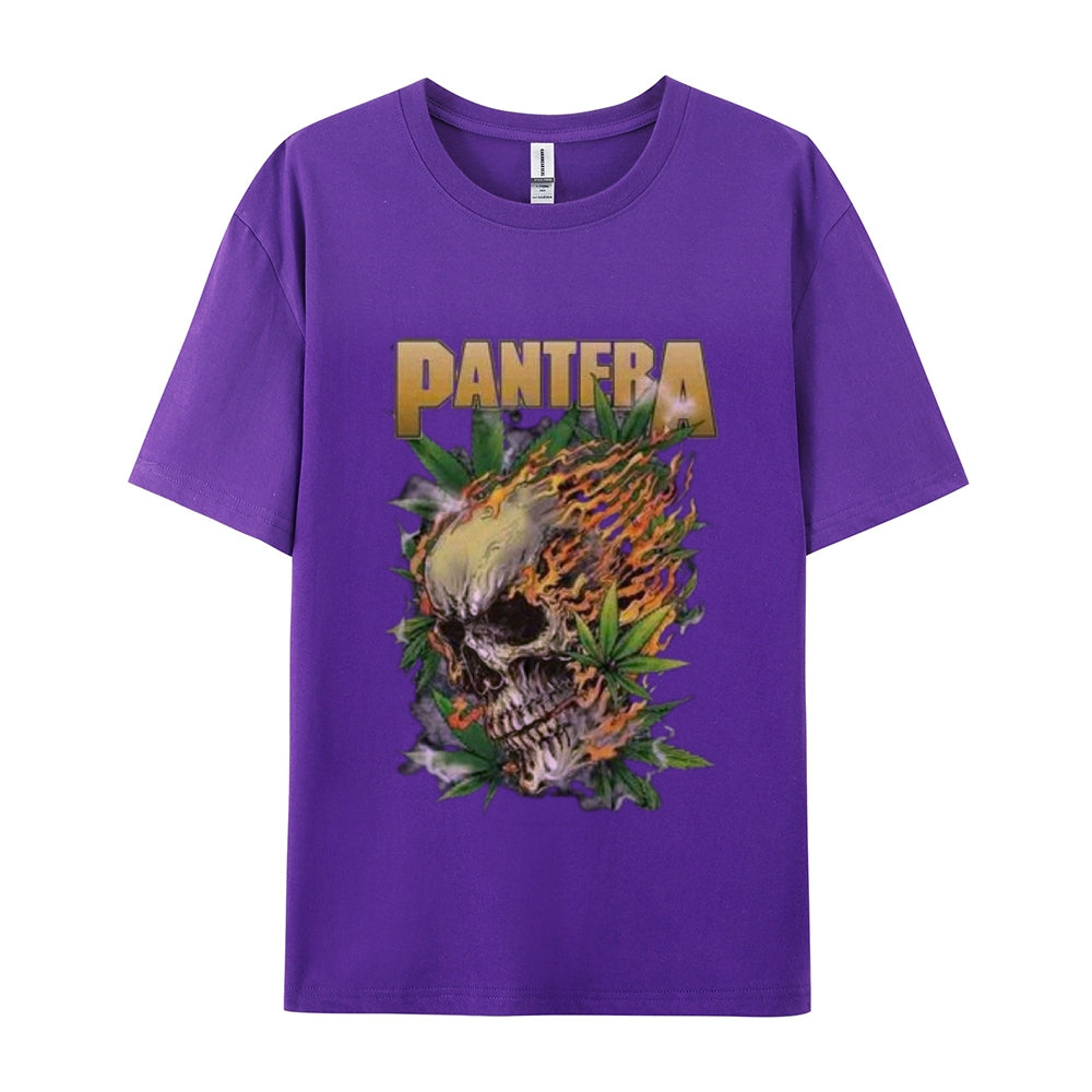 Mens Vintage The Pantera Rock Band Print Cotton Short Sleeve Casual Graphic T-shirt