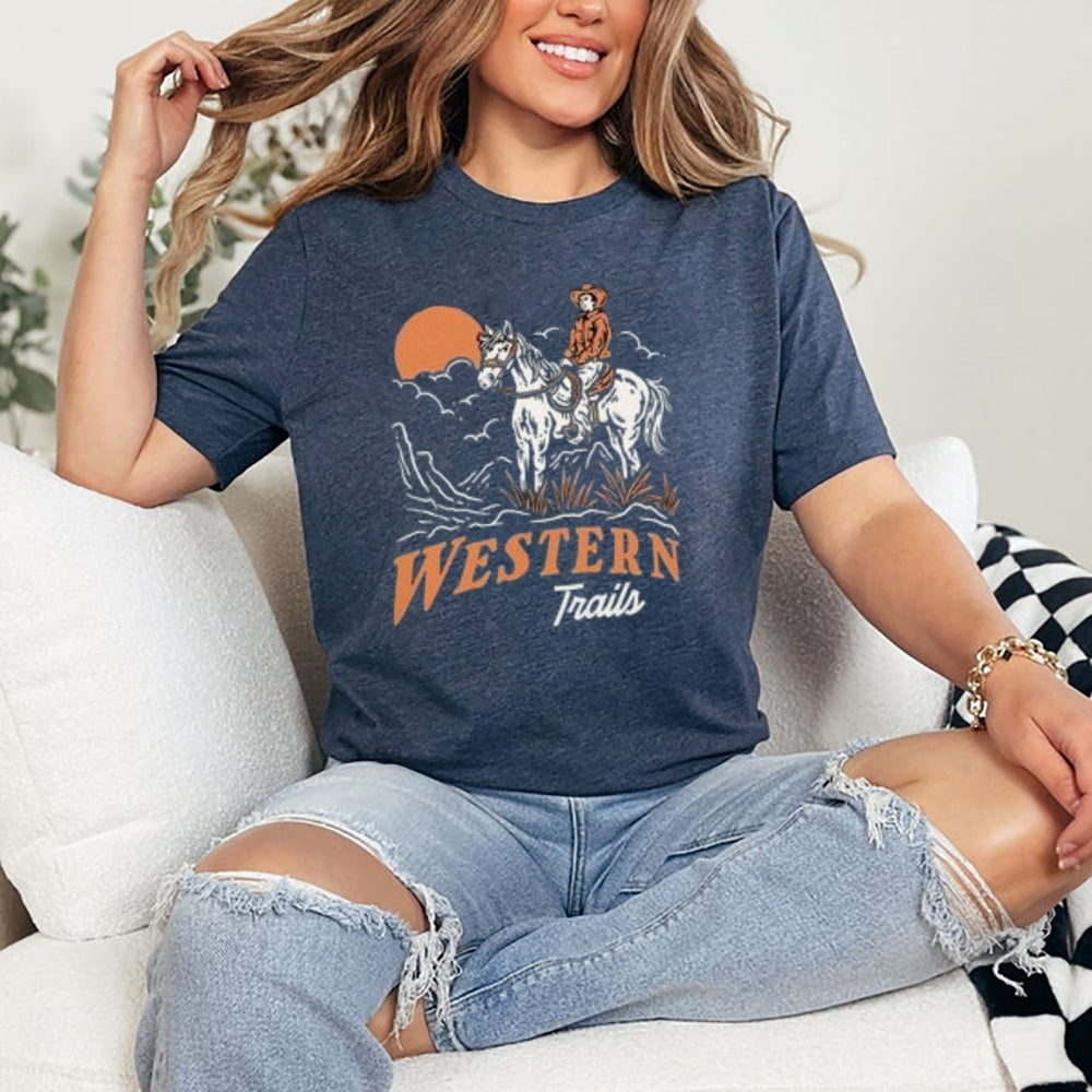 Women Western Style Cowboy Graphic T-shirt