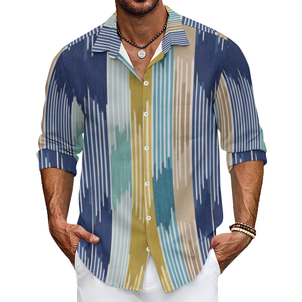 Mens Abstract Striped Long Sleeve Shirt