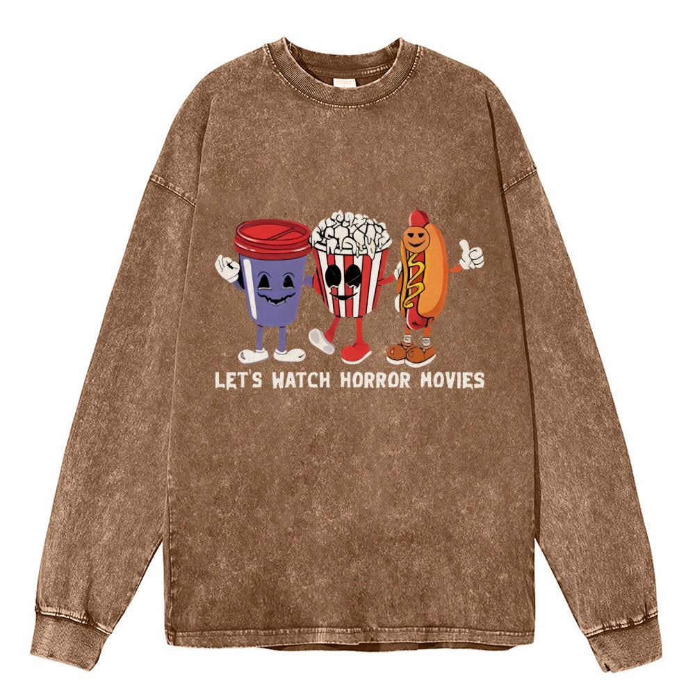 Oversized Vintage Horror Movies Washed Sweatshirt