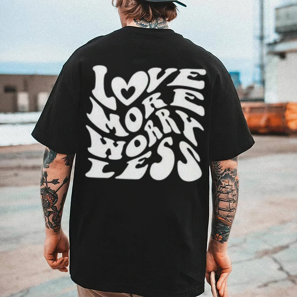 Mens LOVE MORE WORRY LESS Graphic Tee