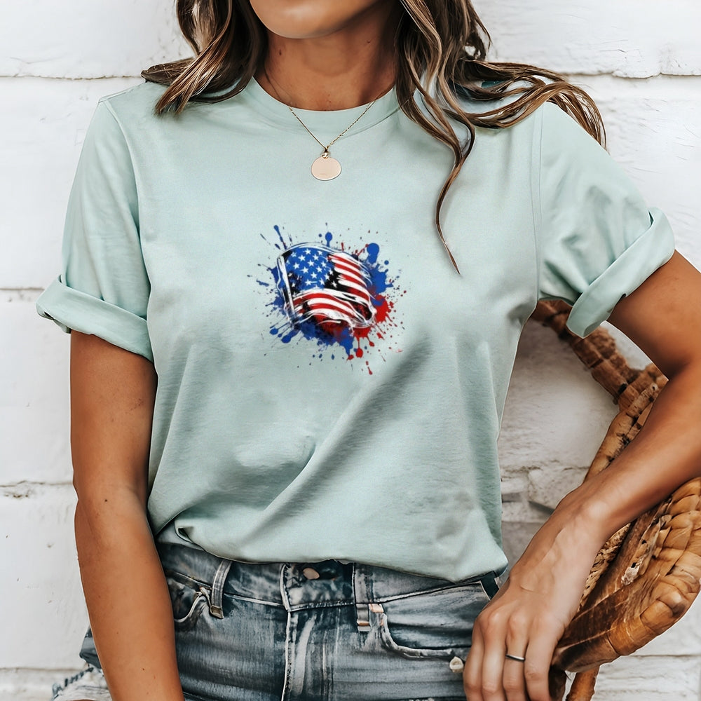 Women Flag Independence Day Stars Stripes T-shirt