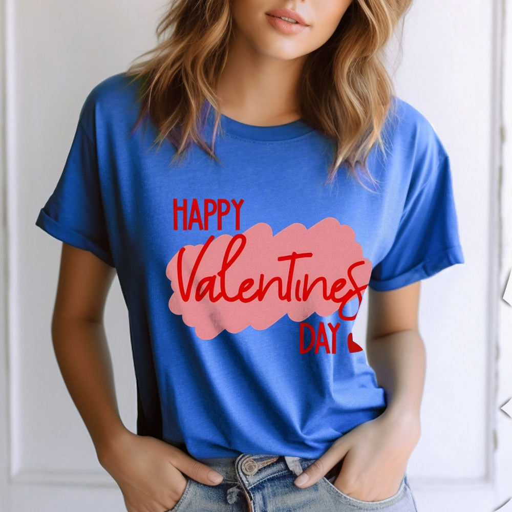 Women Happy Valentine's Day Print Graphic T-shirt