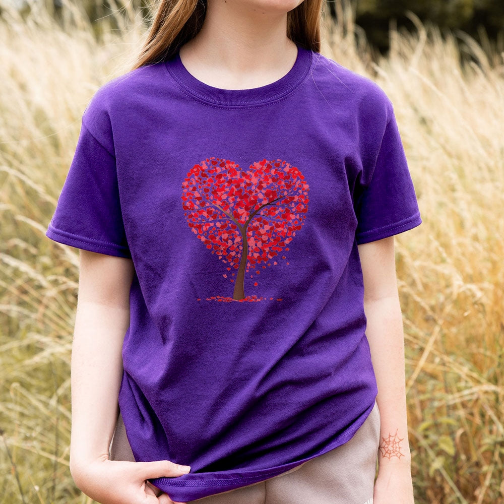 Women Valentine's Day Love Heart Tree Print Graphic T-shirt