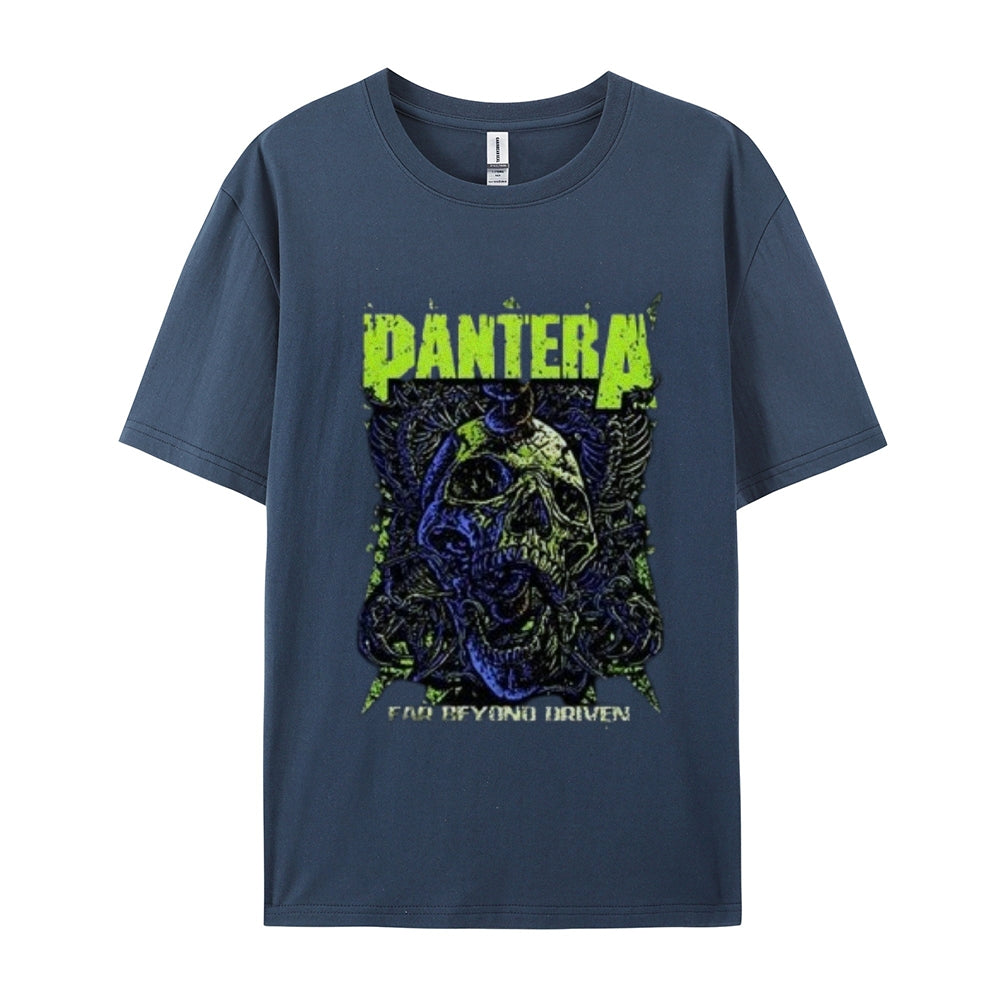 Mens Vintage The Pantera Rock Band Print Cotton Short Sleeve Casual Graphic T-shirt