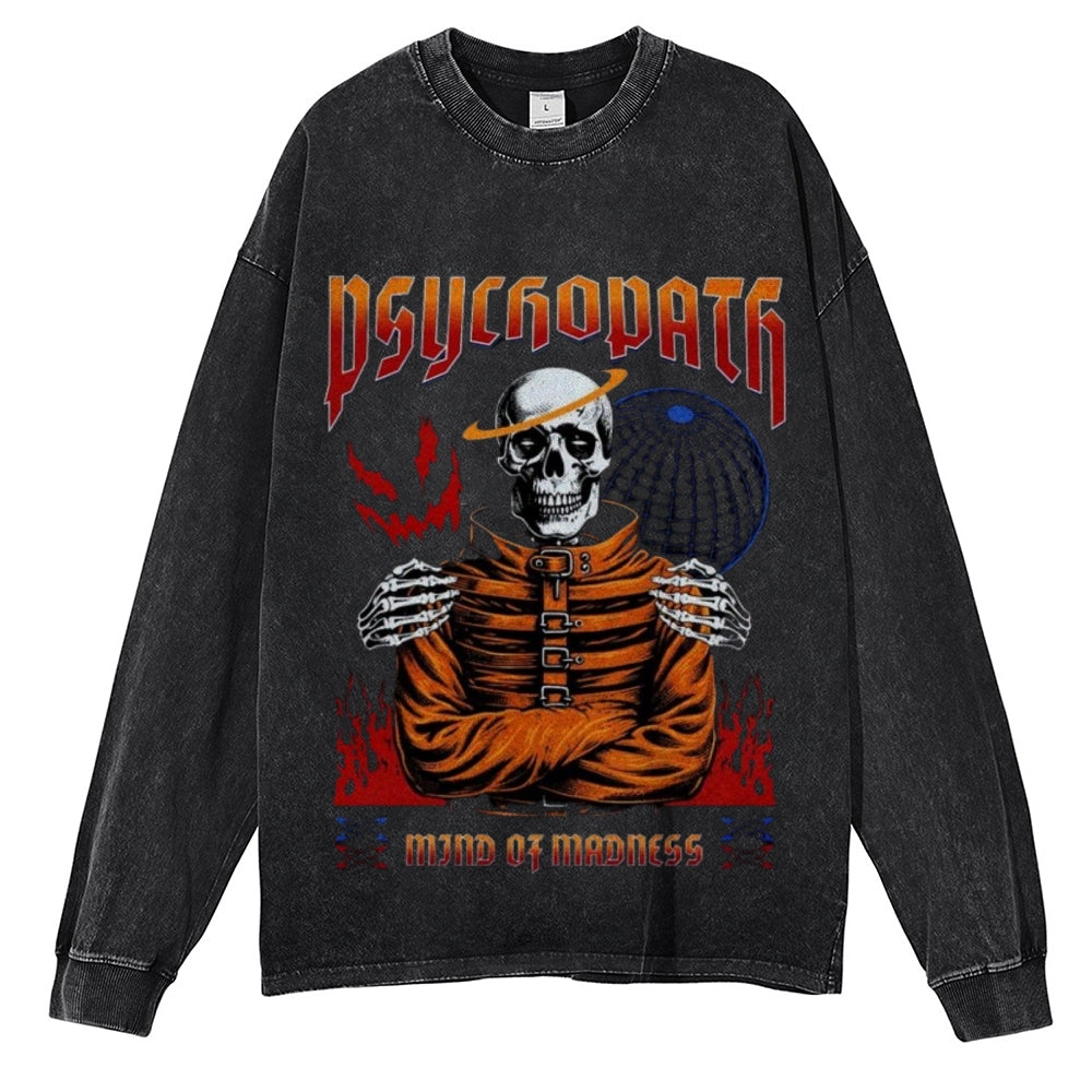 Oversized Vintage Washed MIND OF MADNESS Skull Graphic Sweatshirt