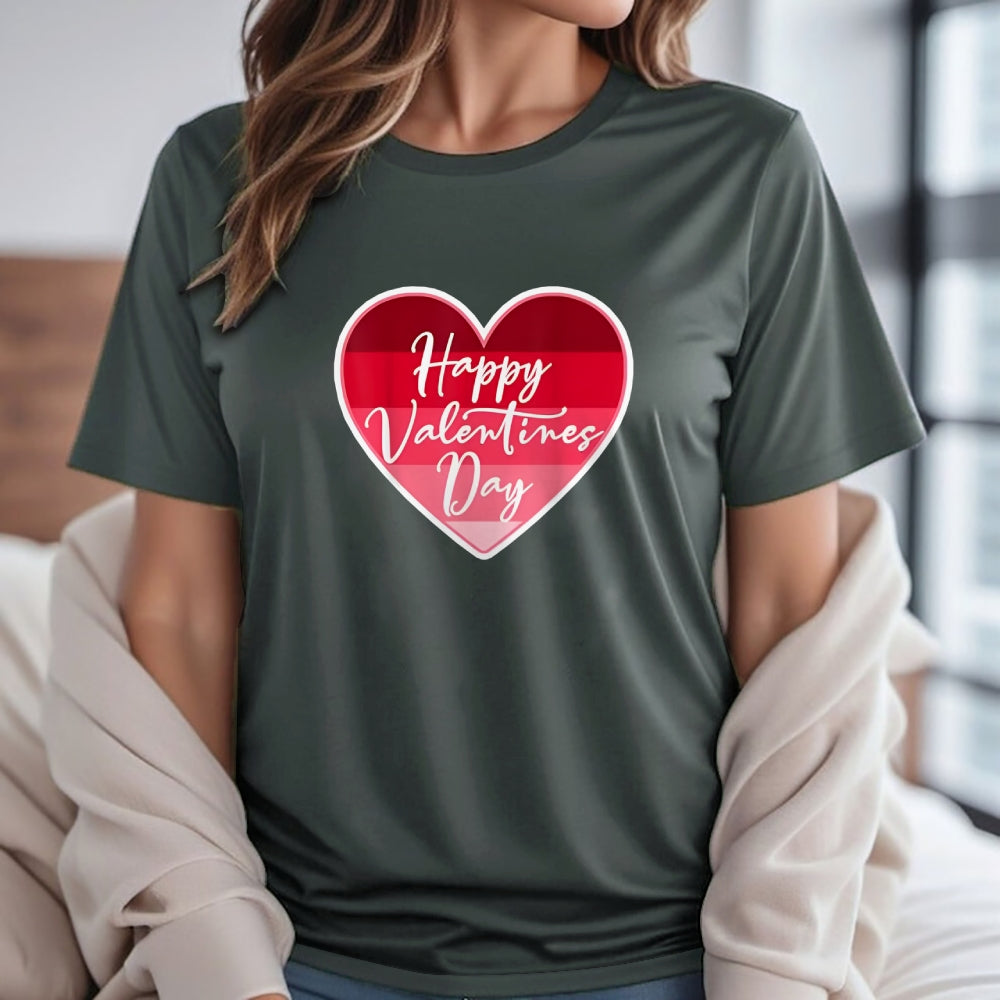 Women Valentine's Day Love Pink Heart Print Graphic T-shirt