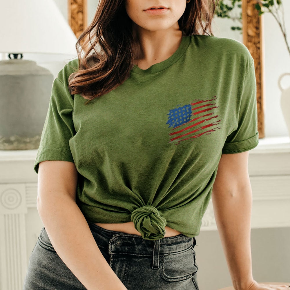 Women Flag Independence Day Stars Stripes Graphic T-shirt